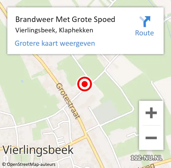 Locatie op kaart van de 112 melding: Brandweer Met Grote Spoed Naar Vierlingsbeek, Klaphekken op 25 mei 2022 20:57