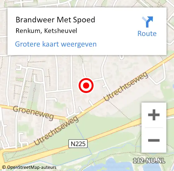 Locatie op kaart van de 112 melding: Brandweer Met Spoed Naar Renkum, Ketsheuvel op 25 mei 2022 21:00