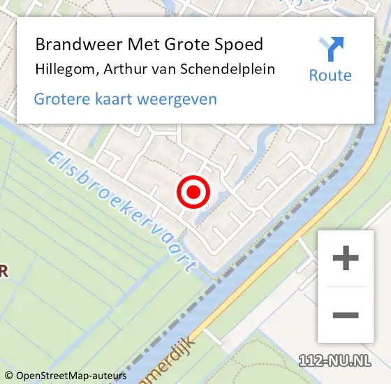 Locatie op kaart van de 112 melding: Brandweer Met Grote Spoed Naar Hillegom, Arthur van Schendelplein op 25 mei 2022 21:00