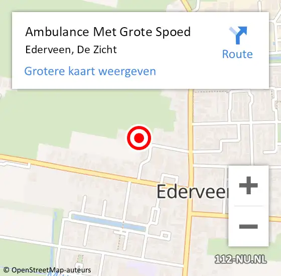 Locatie op kaart van de 112 melding: Ambulance Met Grote Spoed Naar Ederveen, De Zicht op 25 mei 2022 21:04