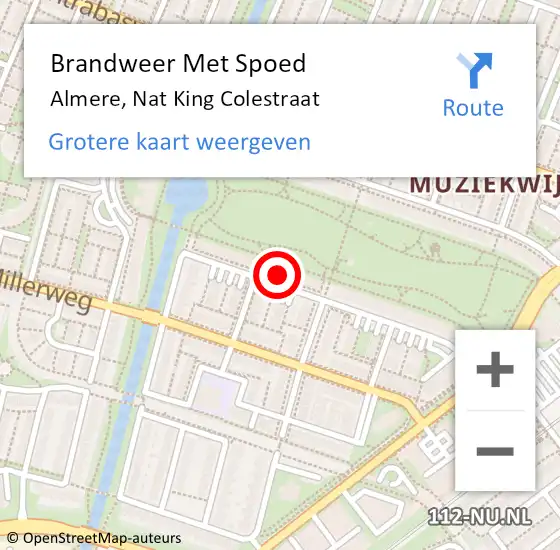 Locatie op kaart van de 112 melding: Brandweer Met Spoed Naar Almere, Nat King Colestraat op 25 mei 2022 21:16