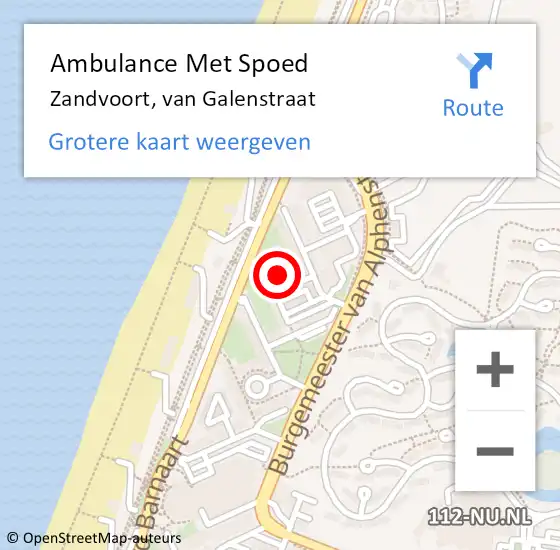 Locatie op kaart van de 112 melding: Ambulance Met Spoed Naar Zandvoort, van Galenstraat op 25 mei 2022 21:45