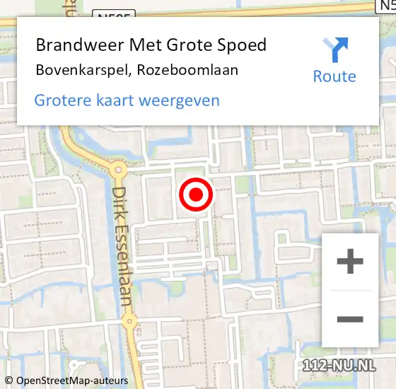 Locatie op kaart van de 112 melding: Brandweer Met Grote Spoed Naar Bovenkarspel, Rozeboomlaan op 25 mei 2022 21:52