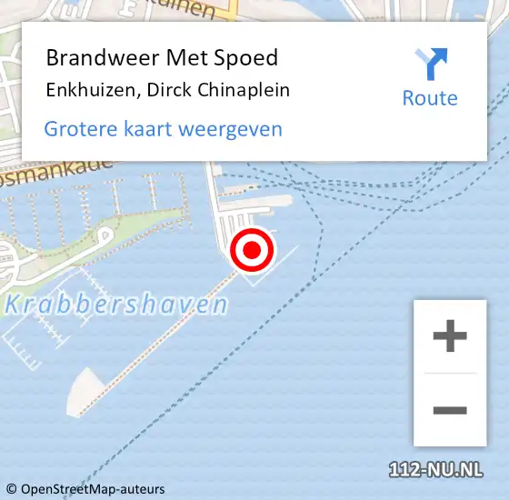 Locatie op kaart van de 112 melding: Brandweer Met Spoed Naar Enkhuizen, Dirck Chinaplein op 25 mei 2022 21:53