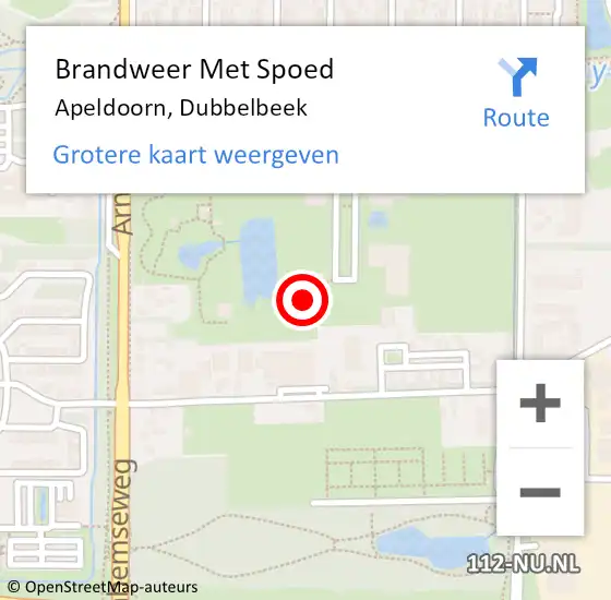 Locatie op kaart van de 112 melding: Brandweer Met Spoed Naar Apeldoorn, Dubbelbeek op 25 mei 2022 22:17