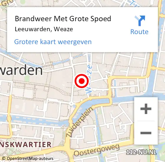 Locatie op kaart van de 112 melding: Brandweer Met Grote Spoed Naar Leeuwarden, Weaze op 25 mei 2022 22:20