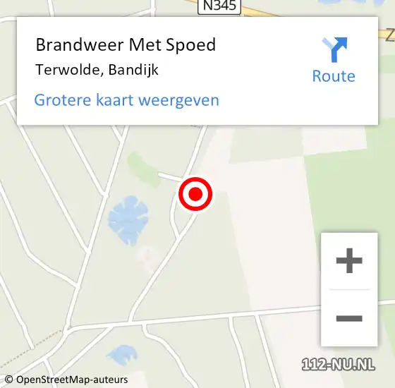 Locatie op kaart van de 112 melding: Brandweer Met Spoed Naar Terwolde, Bandijk op 25 mei 2022 22:30