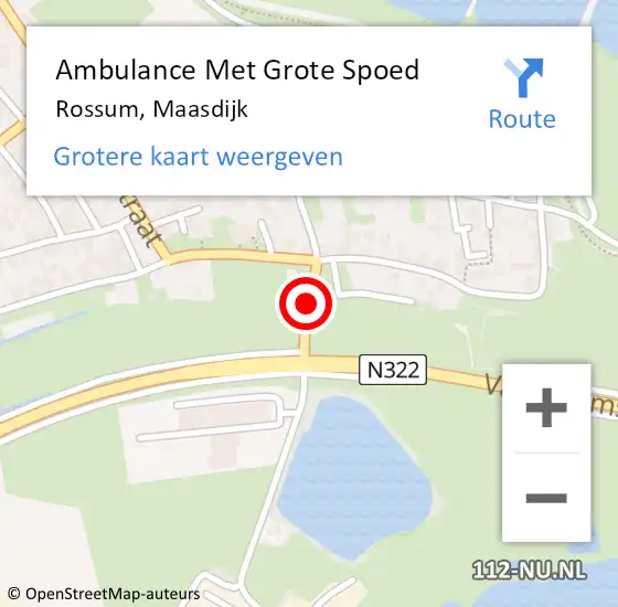 Locatie op kaart van de 112 melding: Ambulance Met Grote Spoed Naar Rossum, Maasdijk op 25 mei 2022 22:46