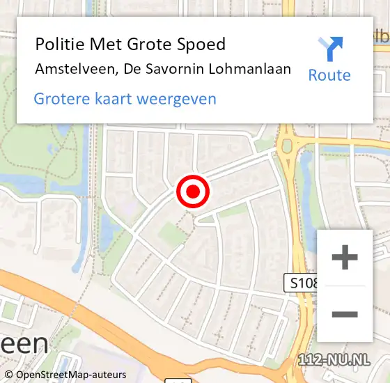 Locatie op kaart van de 112 melding: Politie Met Grote Spoed Naar Amstelveen, De Savornin Lohmanlaan op 25 mei 2022 22:48