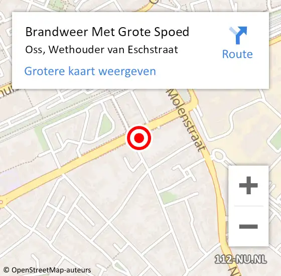 Locatie op kaart van de 112 melding: Brandweer Met Grote Spoed Naar Oss, Wethouder van Eschstraat op 25 mei 2022 23:18