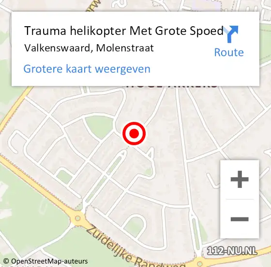 Locatie op kaart van de 112 melding: Trauma helikopter Met Grote Spoed Naar Valkenswaard, Molenstraat op 25 mei 2022 23:28