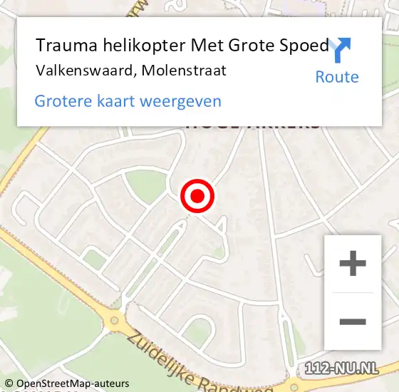 Locatie op kaart van de 112 melding: Trauma helikopter Met Grote Spoed Naar Valkenswaard, Molenstraat op 25 mei 2022 23:29
