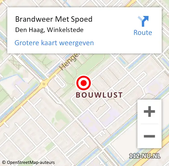 Locatie op kaart van de 112 melding: Brandweer Met Spoed Naar Den Haag, Winkelstede op 25 mei 2022 23:44