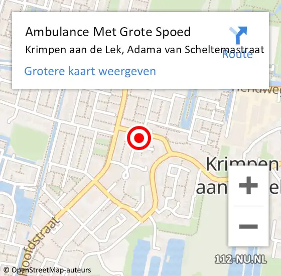 Locatie op kaart van de 112 melding: Ambulance Met Grote Spoed Naar Krimpen aan de Lek, Adama van Scheltemastraat op 26 mei 2022 00:14