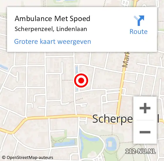 Locatie op kaart van de 112 melding: Ambulance Met Spoed Naar Scherpenzeel, Lindenlaan op 26 mei 2022 00:40