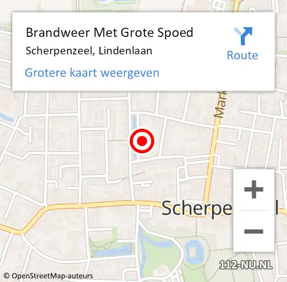 Locatie op kaart van de 112 melding: Brandweer Met Grote Spoed Naar Scherpenzeel, Lindenlaan op 26 mei 2022 00:41