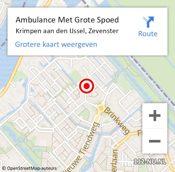 Locatie op kaart van de 112 melding: Ambulance Met Grote Spoed Naar Krimpen aan den IJssel, Zevenster op 26 mei 2022 01:43