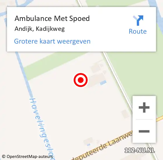 Locatie op kaart van de 112 melding: Ambulance Met Spoed Naar Andijk, Kadijkweg op 26 mei 2022 01:47