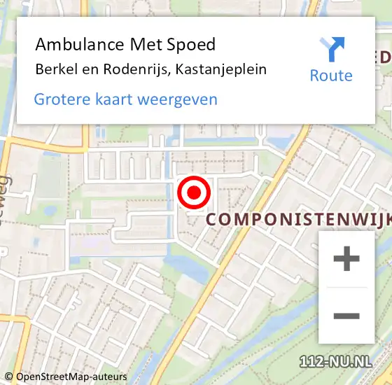 Locatie op kaart van de 112 melding: Ambulance Met Spoed Naar Berkel en Rodenrijs, Kastanjeplein op 26 mei 2022 02:59