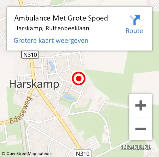 Locatie op kaart van de 112 melding: Ambulance Met Grote Spoed Naar Harskamp, Ruttenbeeklaan op 26 mei 2022 03:35