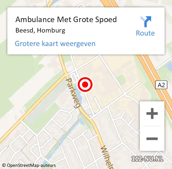 Locatie op kaart van de 112 melding: Ambulance Met Grote Spoed Naar Beesd, Homburg op 26 mei 2022 05:32