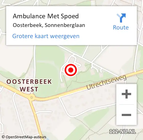 Locatie op kaart van de 112 melding: Ambulance Met Spoed Naar Oosterbeek, Sonnenberglaan op 26 mei 2022 06:06