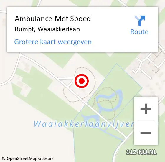 Locatie op kaart van de 112 melding: Ambulance Met Spoed Naar Rumpt, Waaiakkerlaan op 26 mei 2022 07:52