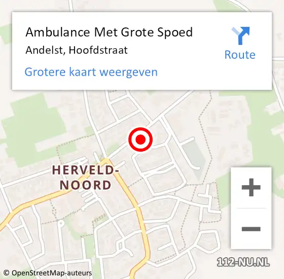 Locatie op kaart van de 112 melding: Ambulance Met Grote Spoed Naar Andelst, Hoofdstraat op 26 mei 2022 08:02