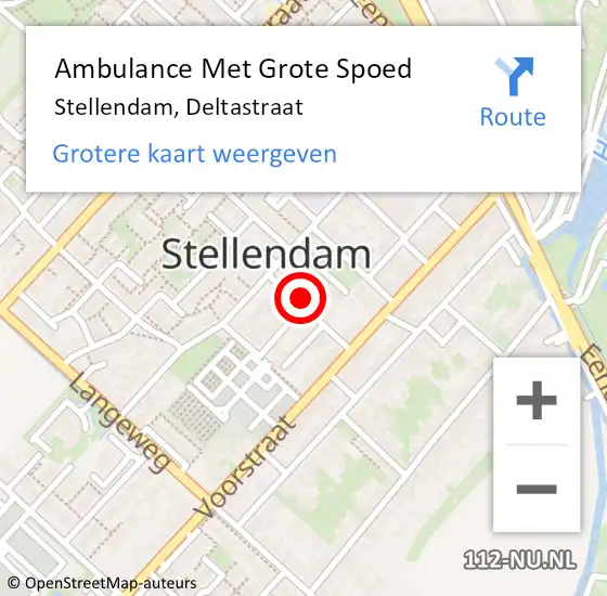 Locatie op kaart van de 112 melding: Ambulance Met Grote Spoed Naar Stellendam, Deltastraat op 26 mei 2022 08:42