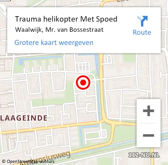 Locatie op kaart van de 112 melding: Trauma helikopter Met Spoed Naar Waalwijk, Mr. van Bossestraat op 26 mei 2022 09:13