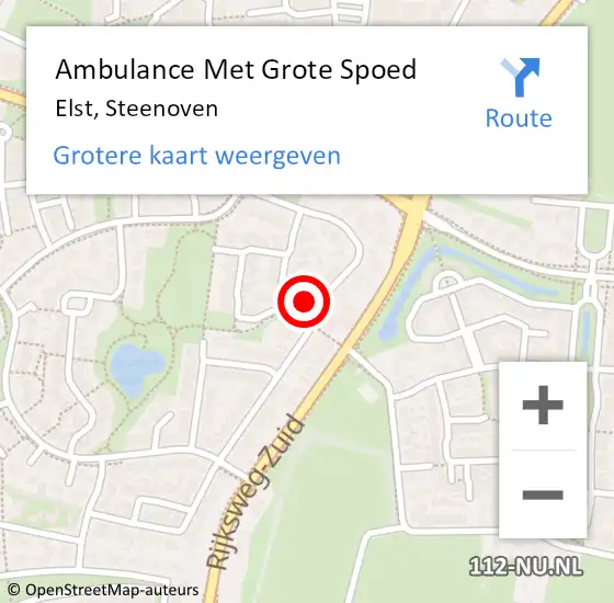 Locatie op kaart van de 112 melding: Ambulance Met Grote Spoed Naar Elst, Steenoven op 26 mei 2022 09:20