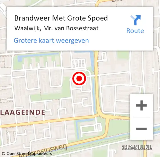 Locatie op kaart van de 112 melding: Brandweer Met Grote Spoed Naar Waalwijk, Mr. van Bossestraat op 26 mei 2022 09:23