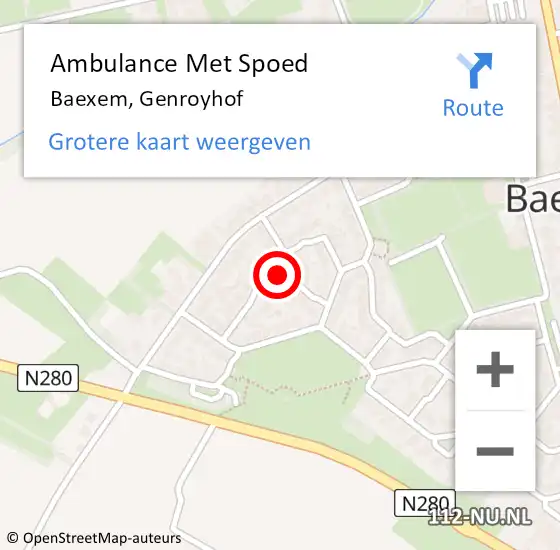 Locatie op kaart van de 112 melding: Ambulance Met Spoed Naar Baexem, Genroyhof op 18 juli 2014 12:31