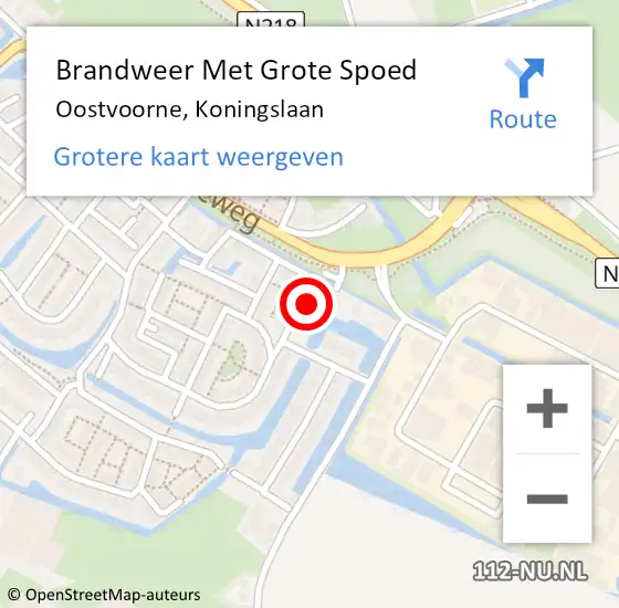 Locatie op kaart van de 112 melding: Brandweer Met Grote Spoed Naar Oostvoorne, Koningslaan op 26 mei 2022 09:38