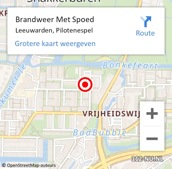 Locatie op kaart van de 112 melding: Brandweer Met Spoed Naar Leeuwarden, Pilotenespel op 26 mei 2022 09:43