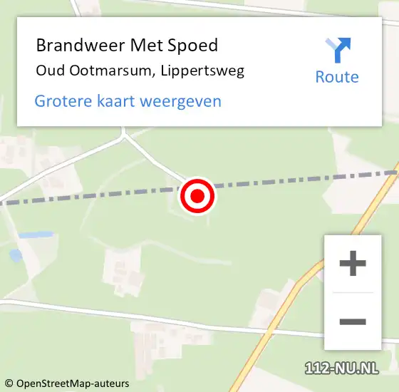 Locatie op kaart van de 112 melding: Brandweer Met Spoed Naar Oud Ootmarsum, Lippertsweg op 26 mei 2022 10:12