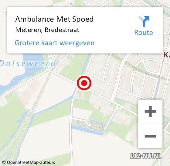 Locatie op kaart van de 112 melding: Ambulance Met Spoed Naar Meteren, Bredestraat op 26 mei 2022 10:23