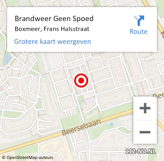 Locatie op kaart van de 112 melding: Brandweer Geen Spoed Naar Boxmeer, Frans Halsstraat op 26 mei 2022 10:23