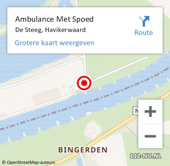 Locatie op kaart van de 112 melding: Ambulance Met Spoed Naar De Steeg, Havikerwaard op 26 mei 2022 10:49