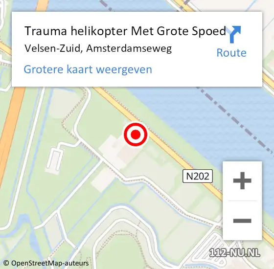 Locatie op kaart van de 112 melding: Trauma helikopter Met Grote Spoed Naar Velsen-Zuid, Amsterdamseweg op 26 mei 2022 10:54