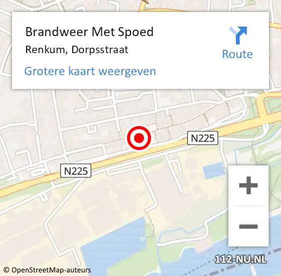 Locatie op kaart van de 112 melding: Brandweer Met Spoed Naar Renkum, Dorpsstraat op 26 mei 2022 10:55