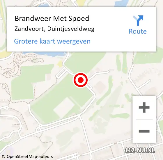 Locatie op kaart van de 112 melding: Brandweer Met Spoed Naar Zandvoort, Duintjesveldweg op 26 mei 2022 10:59