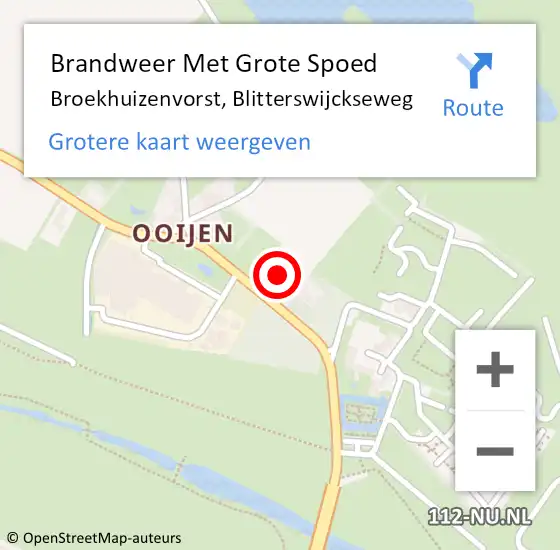 Locatie op kaart van de 112 melding: Brandweer Met Grote Spoed Naar Broekhuizenvorst, Blitterswijckseweg op 26 mei 2022 11:01