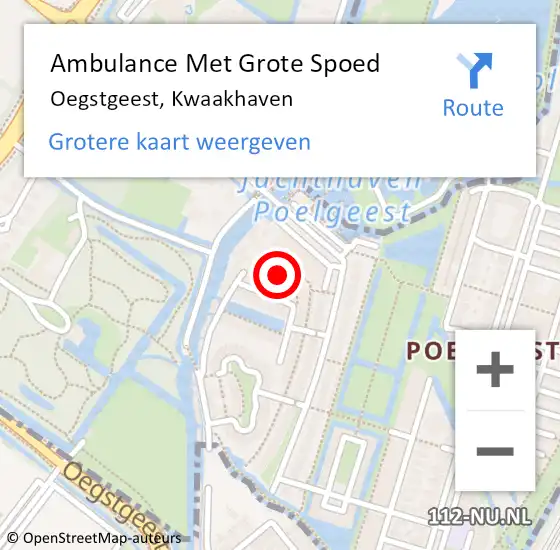 Locatie op kaart van de 112 melding: Ambulance Met Grote Spoed Naar Oegstgeest, Kwaakhaven op 26 mei 2022 11:34