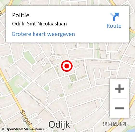 Locatie op kaart van de 112 melding: Politie Odijk, Sint Nicolaaslaan op 26 mei 2022 11:43