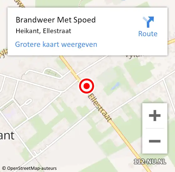 Locatie op kaart van de 112 melding: Brandweer Met Spoed Naar Heikant, Ellestraat op 26 mei 2022 11:46