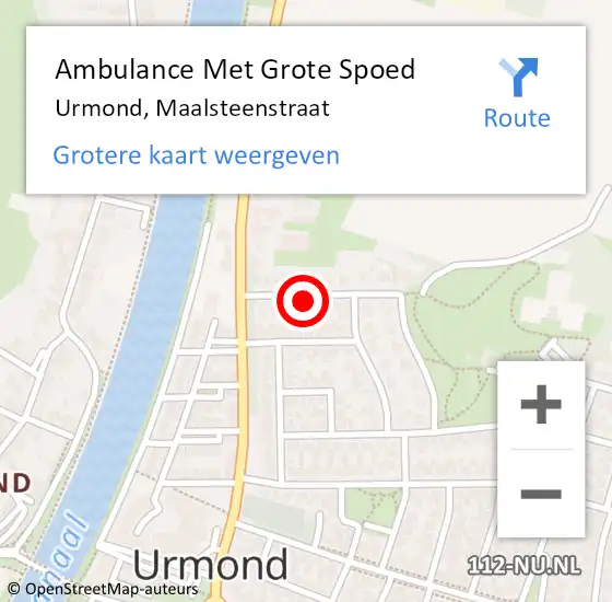 Locatie op kaart van de 112 melding: Ambulance Met Grote Spoed Naar Urmond, Maalsteenstraat op 18 juli 2014 12:40