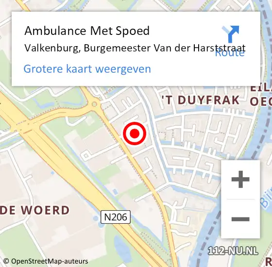 Locatie op kaart van de 112 melding: Ambulance Met Spoed Naar Valkenburg, Burgemeester Van der Harststraat op 26 mei 2022 12:11