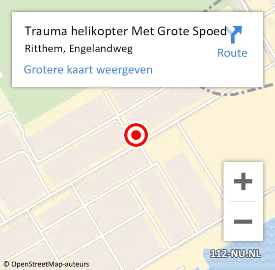 Locatie op kaart van de 112 melding: Trauma helikopter Met Grote Spoed Naar Ritthem, Engelandweg op 26 mei 2022 12:24