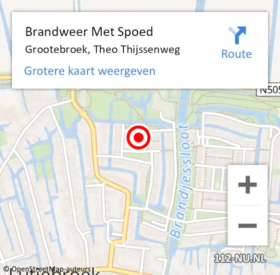 Locatie op kaart van de 112 melding: Brandweer Met Spoed Naar Grootebroek, Theo Thijssenweg op 26 mei 2022 12:57